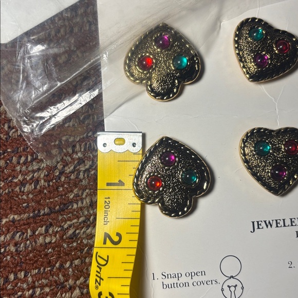 Diane Von Furstenberg Gold Button Covers with Multicolor Gems - Picture 5 of 5